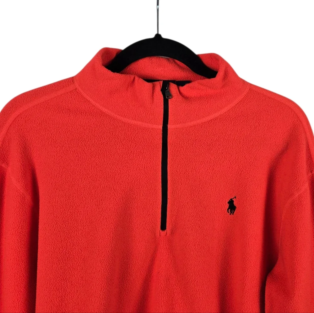 Polo by Ralph Lauren Men's Performance Neon Orange Half-Zip Fleece Sweater